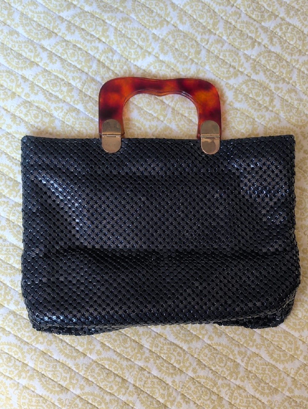 Vintage Navy Blue Vanessa Mesh Tote Bag with Tortoiseshell Handles